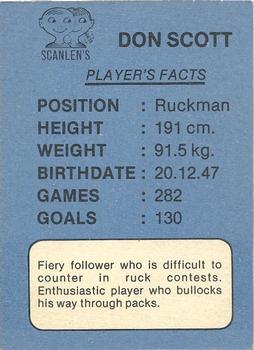 1981 Scanlens VFL #123 Don Scott Back